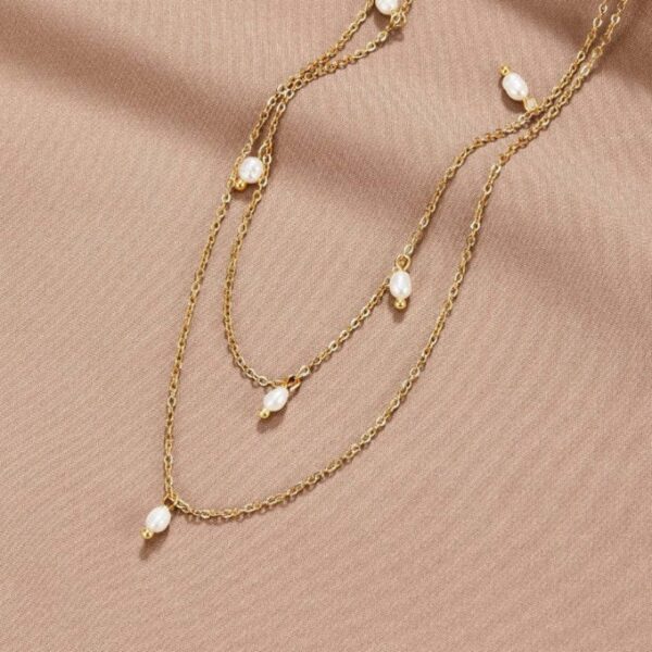 Women's 18K Gold-plated Natural Pearl Double-layer Twin Necklace - Image 6