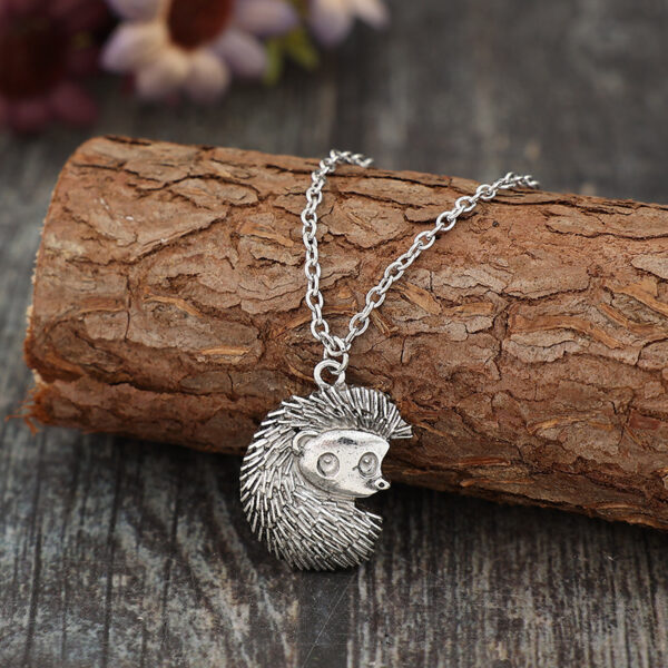 Retro Style Hedgehog Silver Alloy Pendant Necklace - Image 4