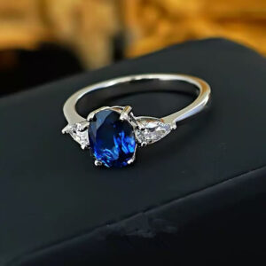 Fashion Simple And High-end Oval Blue Ring