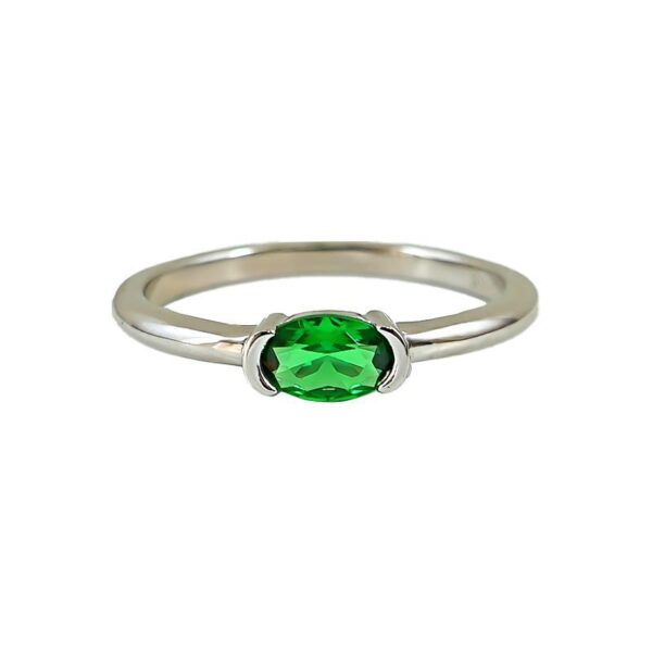 Minimalist Style Simple Bracelet Light Arm Artificial Cultivation Emerald Ring High Carbon Rhinestone Ring - Image 5