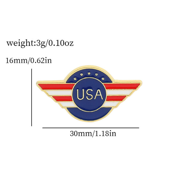 American Flag Series Gold M Badge Independence Day Alloy Brooch - Image 8