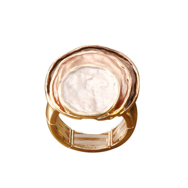 Zinc Alloy Geometric Three-layer Round Enamel Drop Oil Level Women's Elastic Ring - Image 4