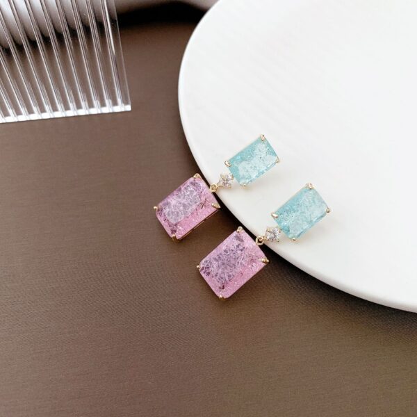 Earrings Gem Super Shiny Exquisite Silver Needle Geometry - Image 4