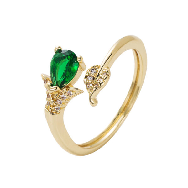 Copper-plated Gold Micro Inlaid Zircon Geometric Ring Open Ring - Image 5