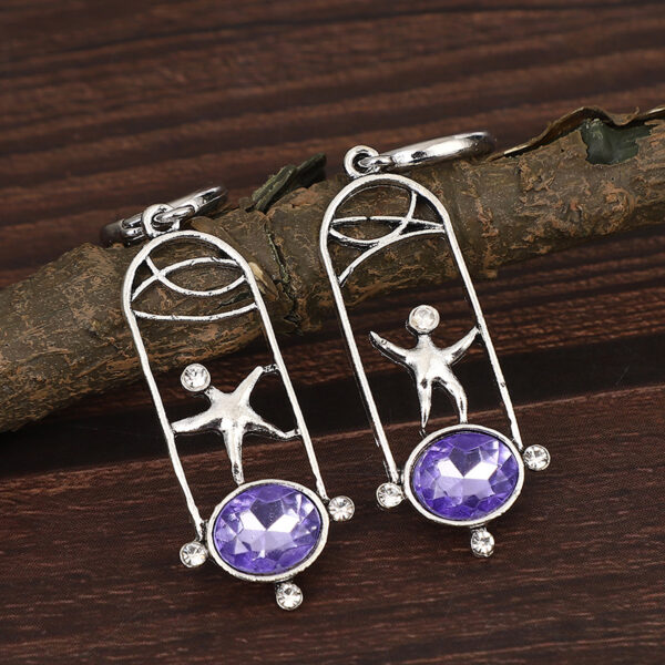 Geometric Crescent Golden Bee Personalized Eardrops Handmade Long - Image 9