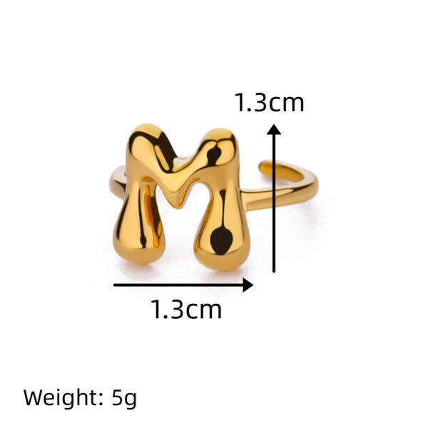 Cute Bubble Letters Ring Gold 18K Gold Plated Ring - Image 5