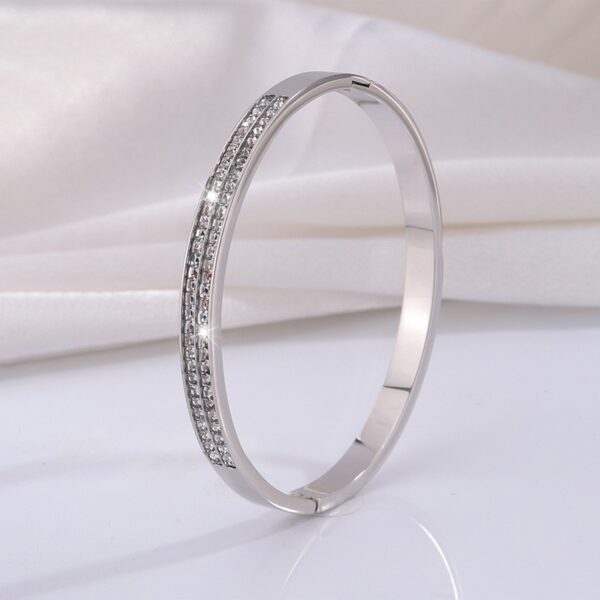 Stainless Steel Women's Starry Exquisite Double Row Diamond Bracelet - Image 2