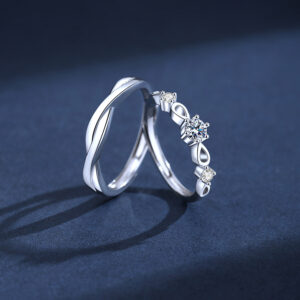 S925 Sterling Silver Green Silk Ring Couple Ring