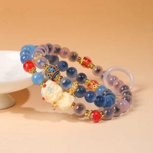 Natural Sugar Heart Agate Bracelet Green Tara Multi-circle Flexible Ring Accessories Bracelet