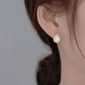 French Style Small Water Drop Ear Studs Simple Micro-inlaid Personality