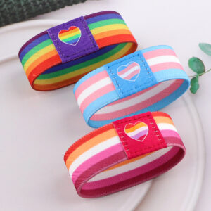 Athletic Wristguards Thermal Transfer Elastic Polyester Rainbow Stretch Wristband Wrist Strap