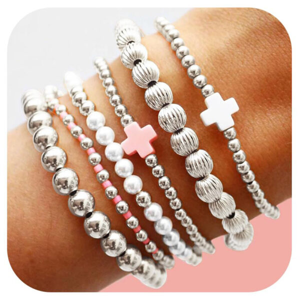 Women's Gold Beaded Fashion Stacking Bracelet Suit - Image 6