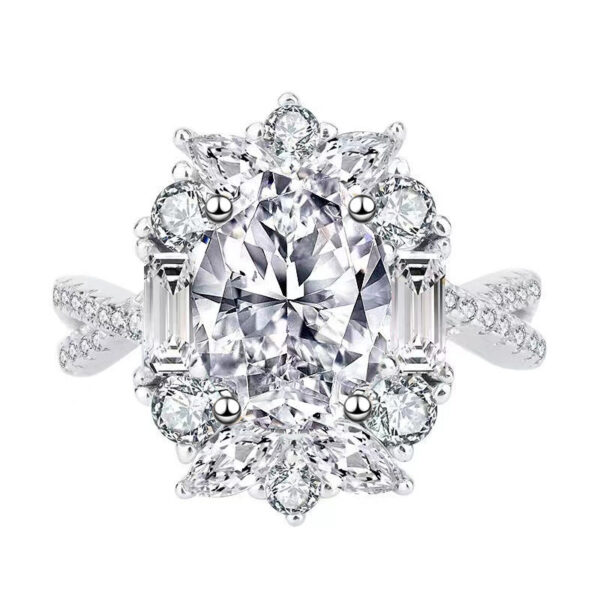 S925 Sterling Silver Moissanite Carat Diamond Ring - Image 5