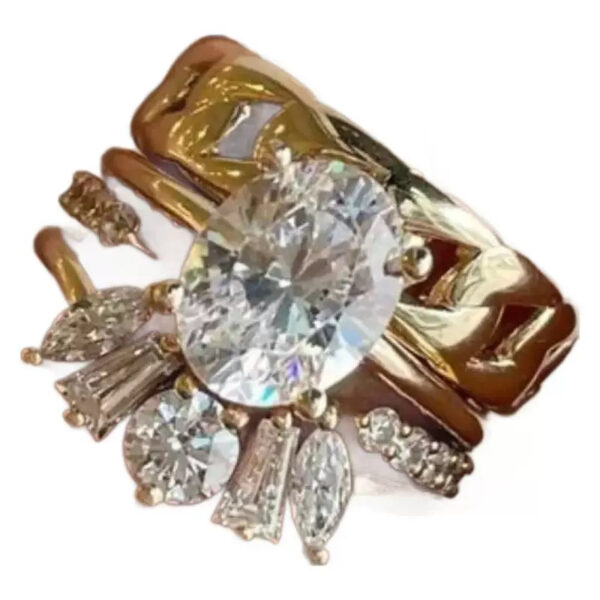 Women's 18K Yellow Gold Plated Inlaid Zircon Irregular Ring - Image 4