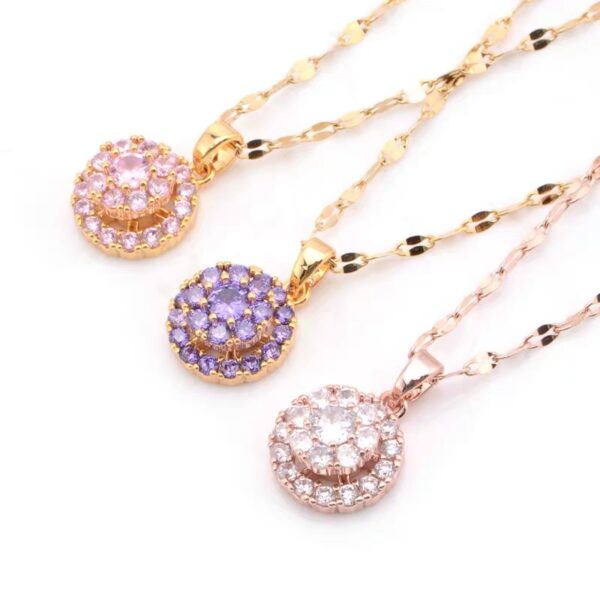 Rotatable Round Zircon Necklace For Women - Image 2