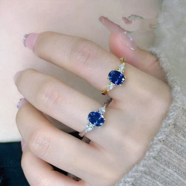 Fashion Simple And High-end Oval Blue Ring - Image 3