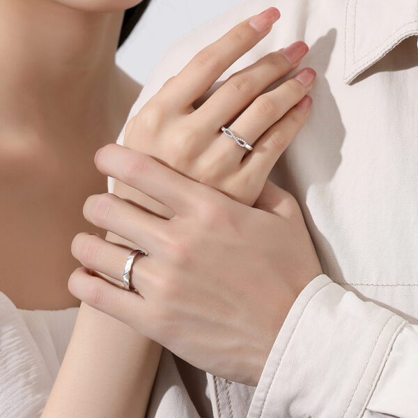 S925 Silver Love Endless Flow Couple Zircon Ring