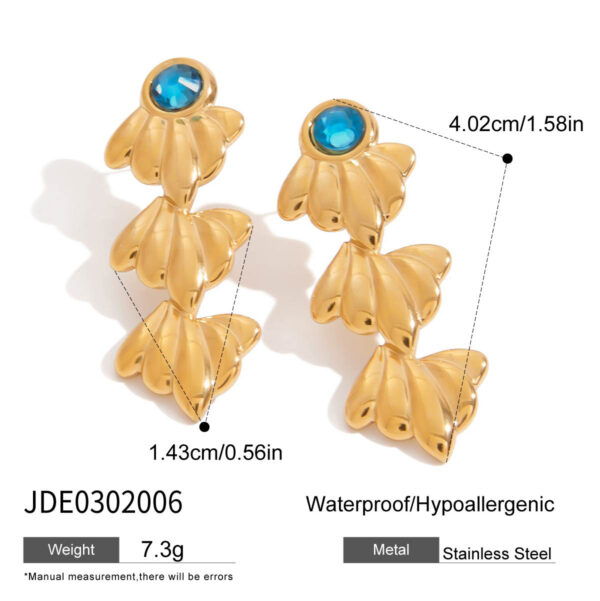 Titanium Steel Glass Ocean Wind Starfish Shell Earring Ring - Image 6