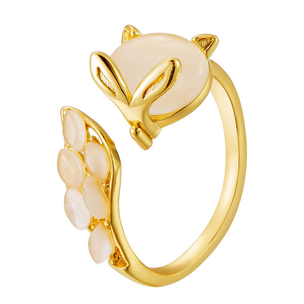 Creative Cute Opal Little Fox Open Ring - Image 5