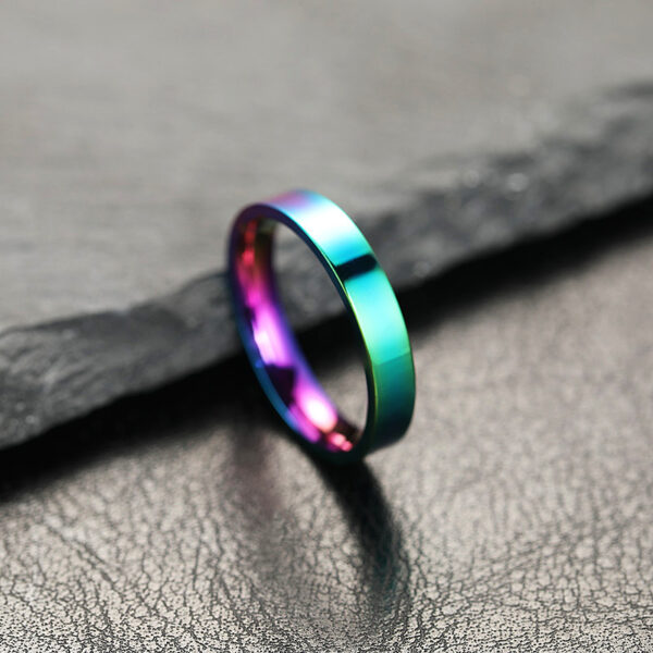 Non-fading Special-interest Design 4mm Bright Surface Simple Bracelet Stainless Steel Ornament Couple Ring - Image 10