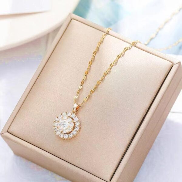 Rotatable Round Zircon Necklace For Women - Image 7