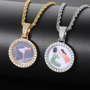 European Hip Hop Mini Small Sized Round Photo Frame Photo Pendant