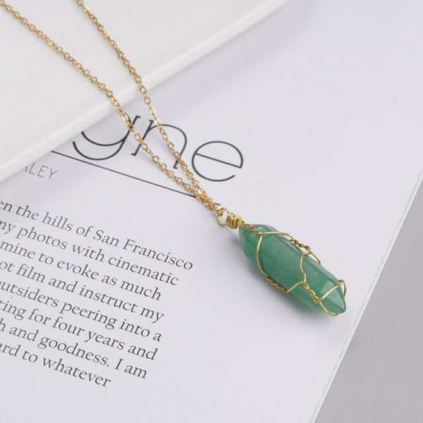 Women's Exquisite Copper Wire Winding Natural Stone Crystal Pendant Necklace - Image 3