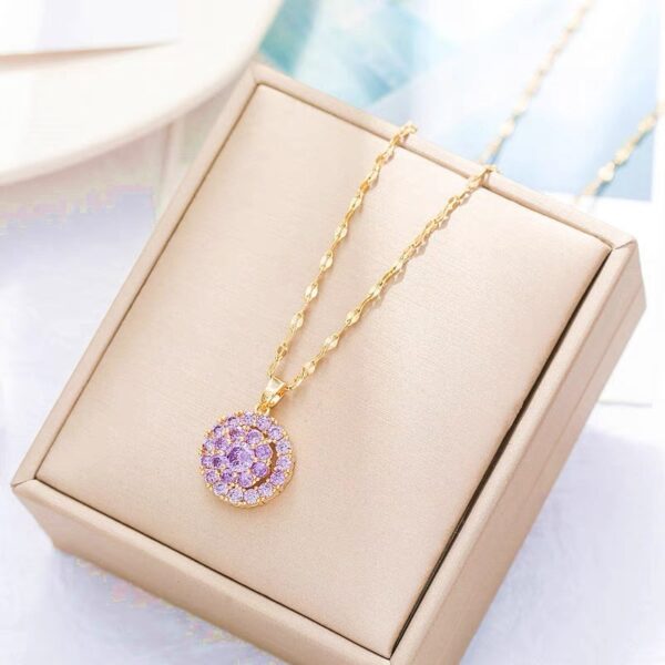 Rotatable Round Zircon Necklace For Women - Image 6