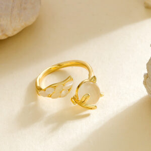 Creative Cute Opal Little Fox Open Ring