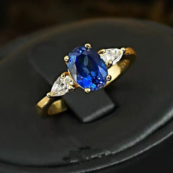 Fashion Simple And High-end Oval Blue Ring - Image 2