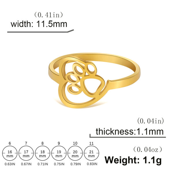 Cut Stainless Steel Hollow Cat Footprints Love Couple Ring Personality Creative Ring - Image 7