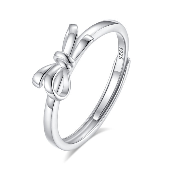 S925 Silver Bow Couple Ring - Image 7