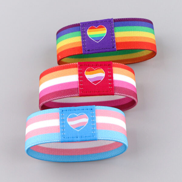 Athletic Wristguards Thermal Transfer Elastic Polyester Rainbow Stretch Wristband Wrist Strap - Image 4