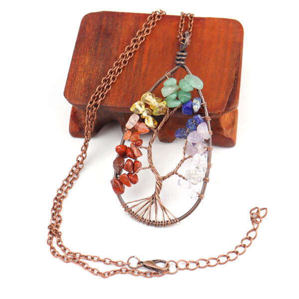 Ancient Red Copper Winding Natural Stone Crystal Necklace - Image 3