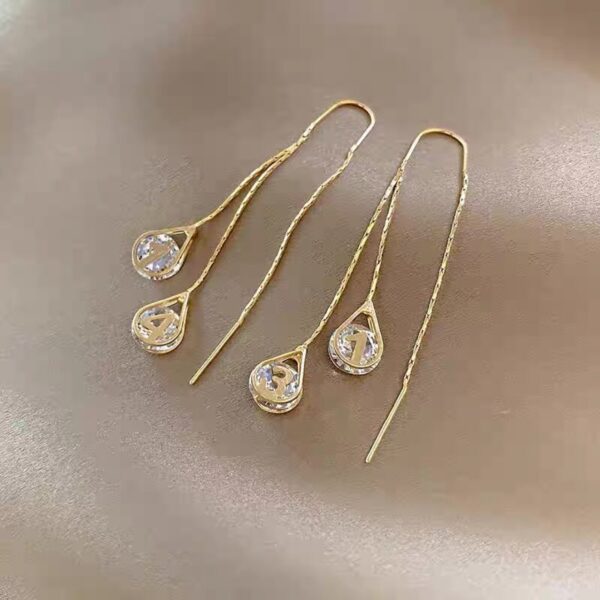 Fashion Design 1314 Zircon Water Drops Hanging Earrings