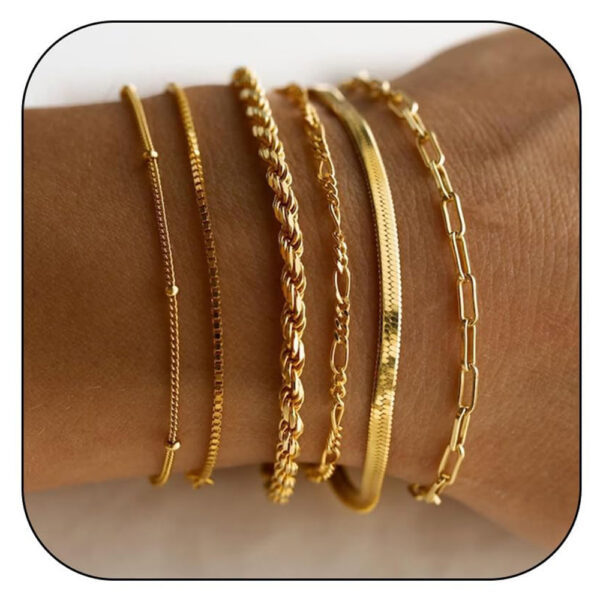 Women's Gold Beaded Fashion Stacking Bracelet Suit - Image 5