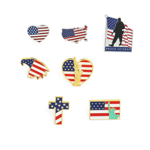 American Flag Series Gold M Badge Independence Day Alloy Brooch - Image 5