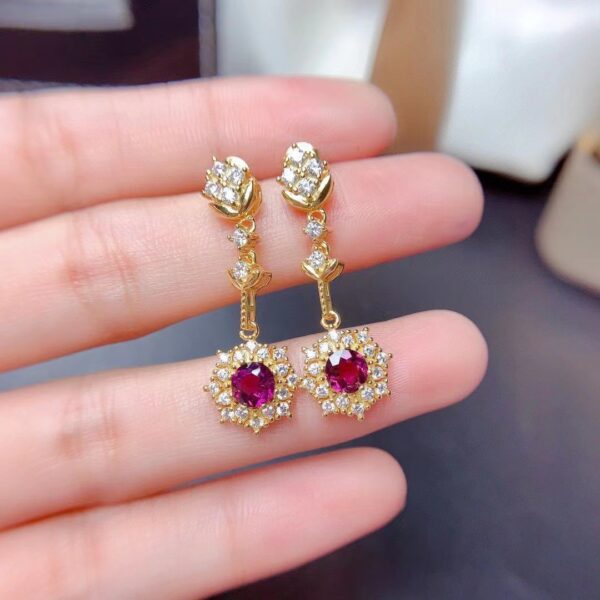 Women's Pomegranate Red Rings Pendants Earings Set - Image 5