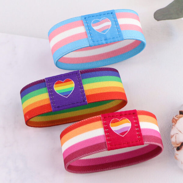 Athletic Wristguards Thermal Transfer Elastic Polyester Rainbow Stretch Wristband Wrist Strap - Image 2