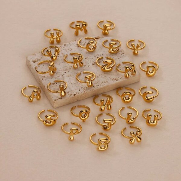 Cute Bubble Letters Ring Gold 18K Gold Plated Ring - Image 4