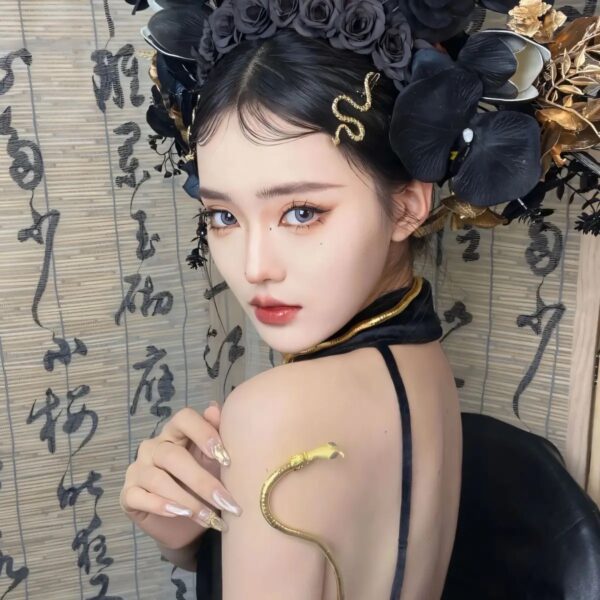 Retro Creative Snake-shaped Dark High-grade Versatile Personalized Cold Style Side Clip Fashion - Image 7