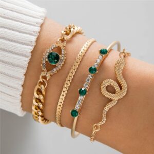 Twin Exaggerated Personalized Thread Chain Alloy Bracelet