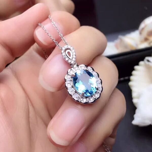 Colored Gems Rings Ear Studs Pendant Natural Topaz Set - Image 4