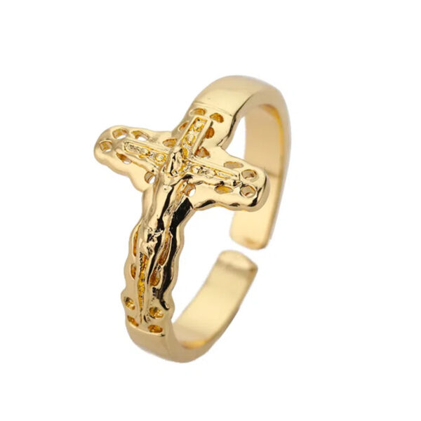 Stainless Steel Concave-convex Geometric Wide Face Ring - Image 6