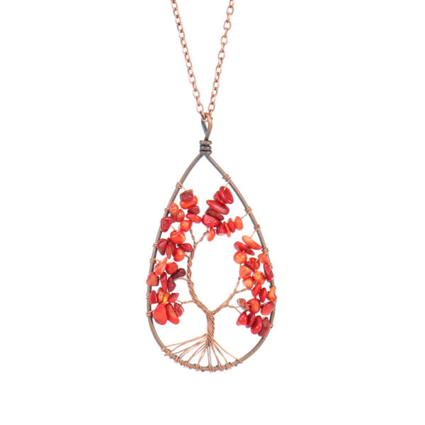 Ancient Red Copper Winding Natural Stone Crystal Necklace - Image 9