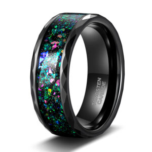 Opal Turquoise Wide Surface 48 Black Men And Women Tungsten Ring