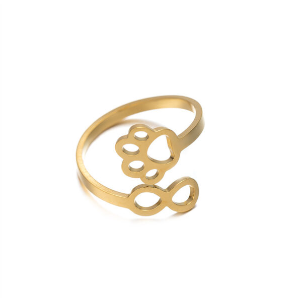 Simple 8-word Dog's Paw Open Tail Ring Women - Image 5