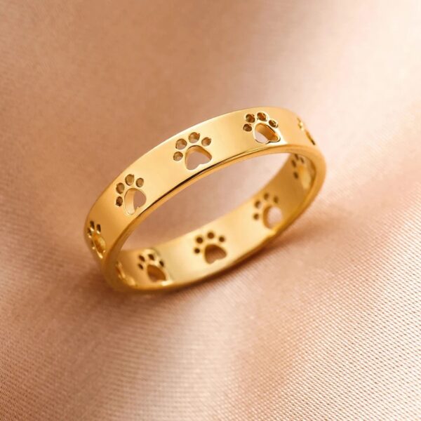 Animal Cat Dog Paw Prints Women's Stainless Steel Ring - Image 3