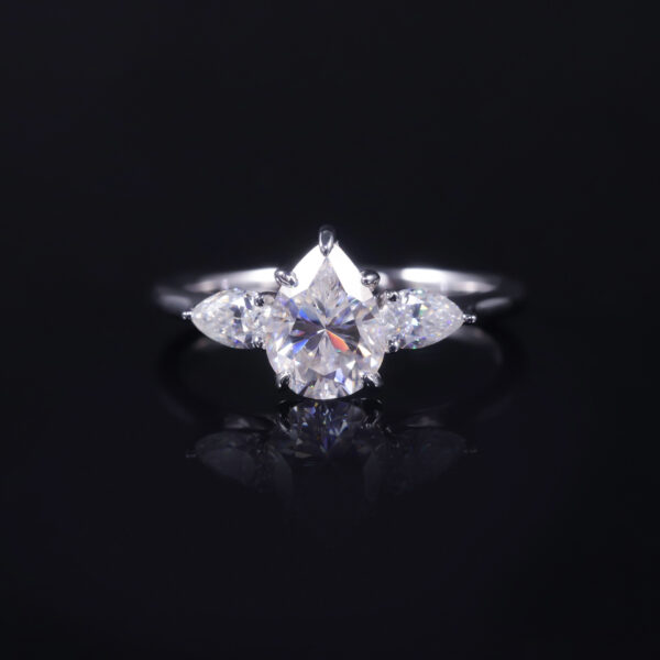 S925 Sterling Silver Moissanite Water Drop Ring Design New