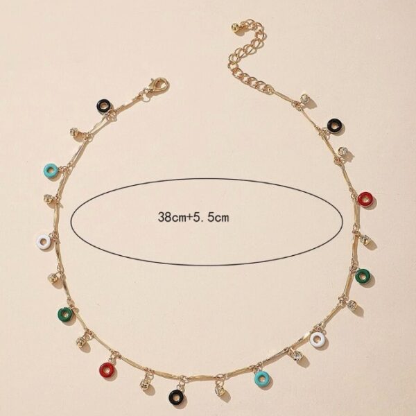 Colorful Oil Round Circle Tassel Single Layer Necklace - Image 3